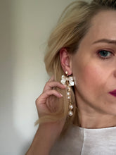 Load image into Gallery viewer, Vintage Bow &amp; Pearl Dangle Earrings